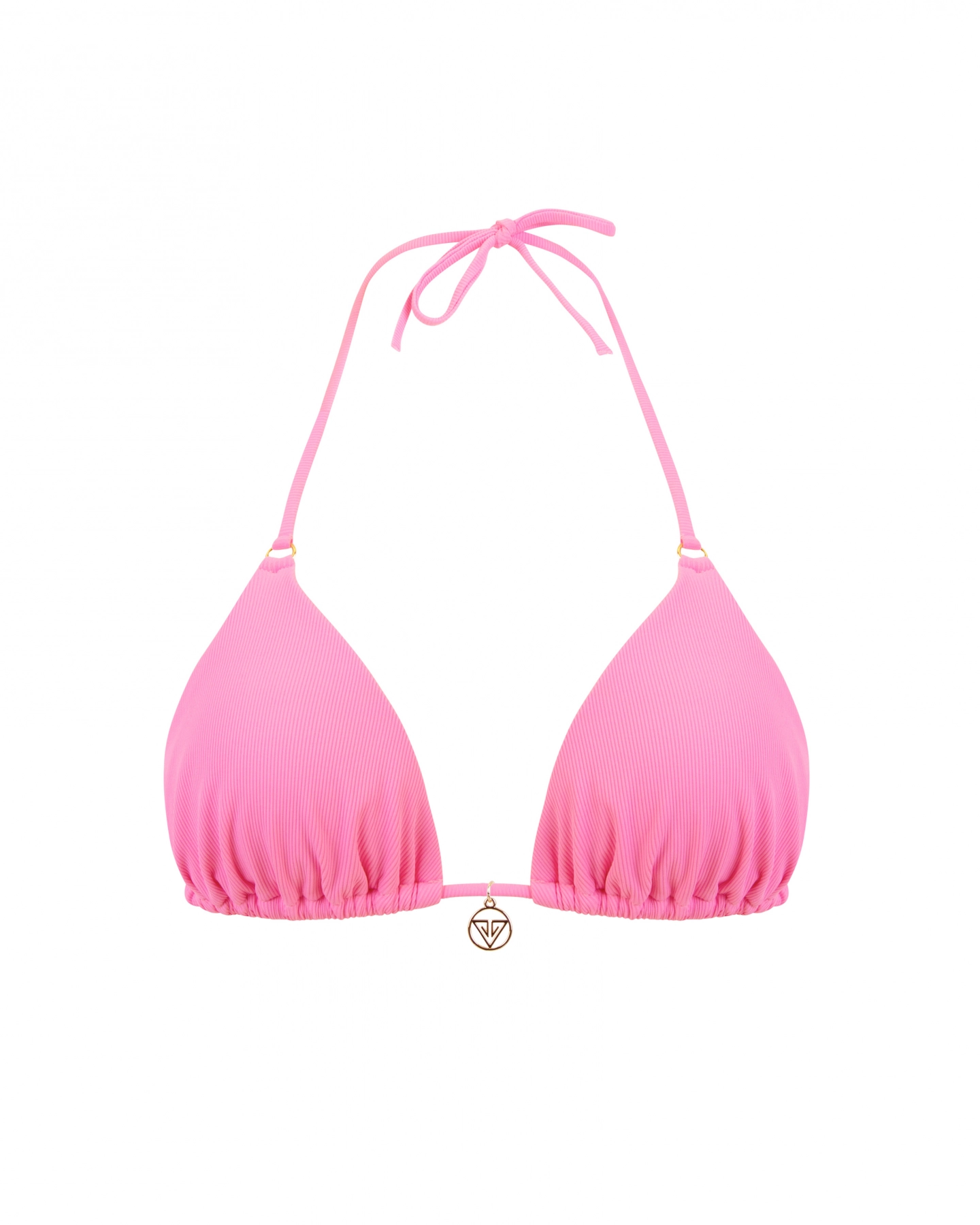 Pink Striped Removable Pads Triangle Bikini Top M Vivien Vance